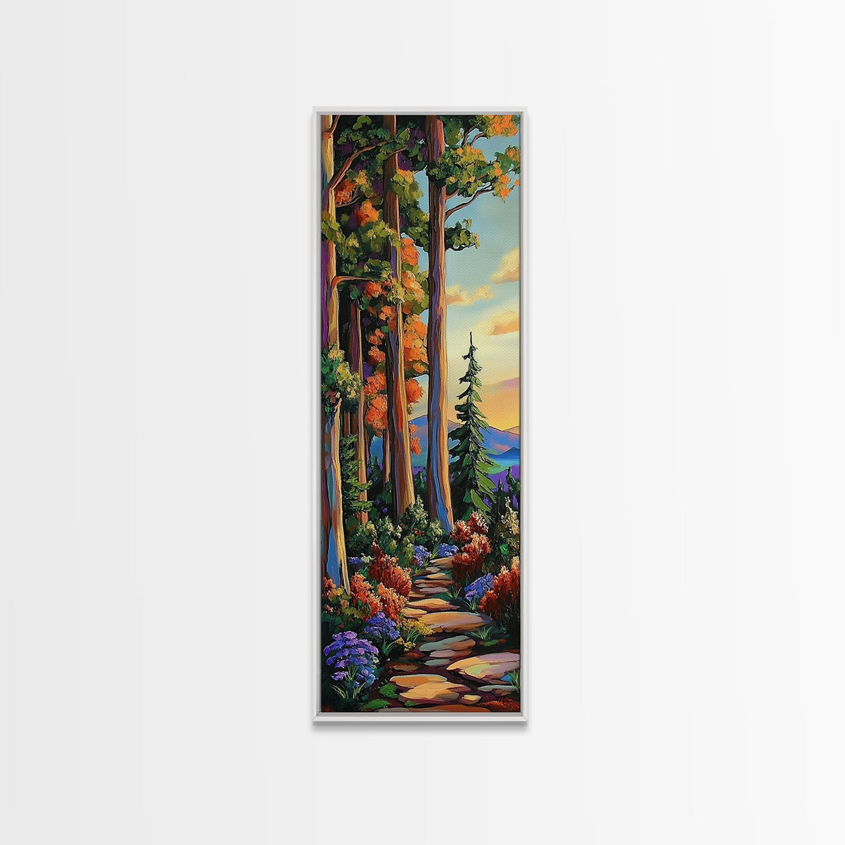 Forest Path, Trees, Autumn - Canvas Print, cozy fall forest wall art, cabin aesthetic, rustic woodland decor, hallway or reading nook wall art