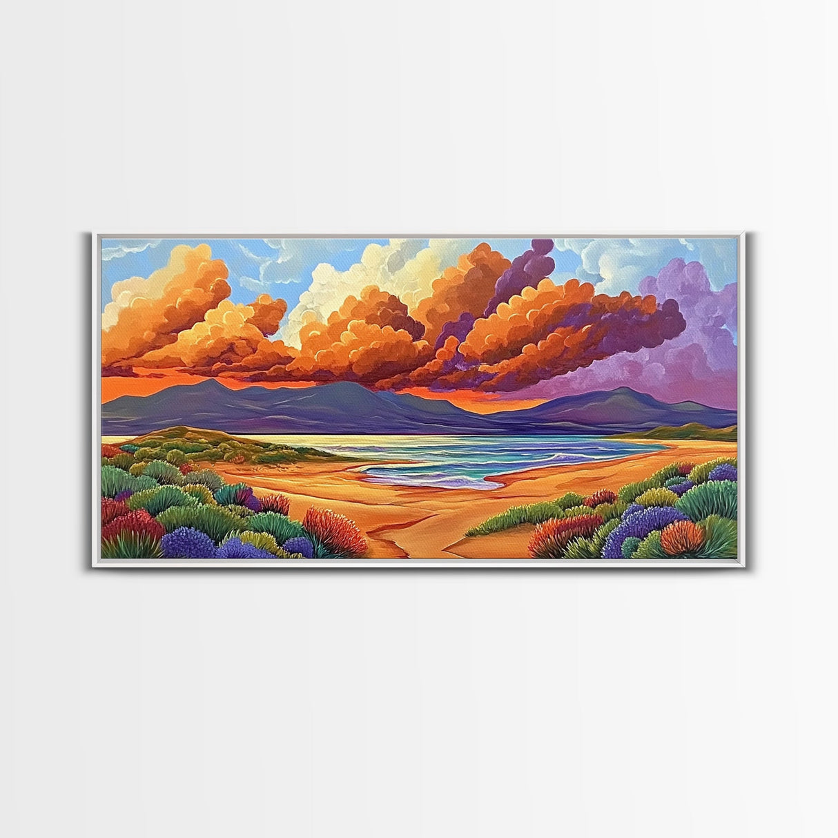 Coastal Sunset, Sandy Dunes, Ocean View, Canvas Print, Beach sunset artwork perfect Bathroom Wall Art or Tranquil Bedroom Decor