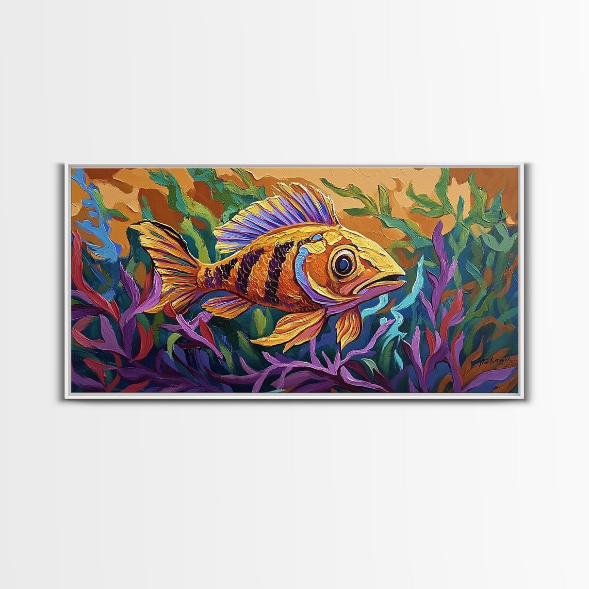 Fish Ocean, Bold, Art, Canvas Print, vibrant tropical fish, Bathroom Wall Art, nautical ocean art, kids beach decor, coastal painting