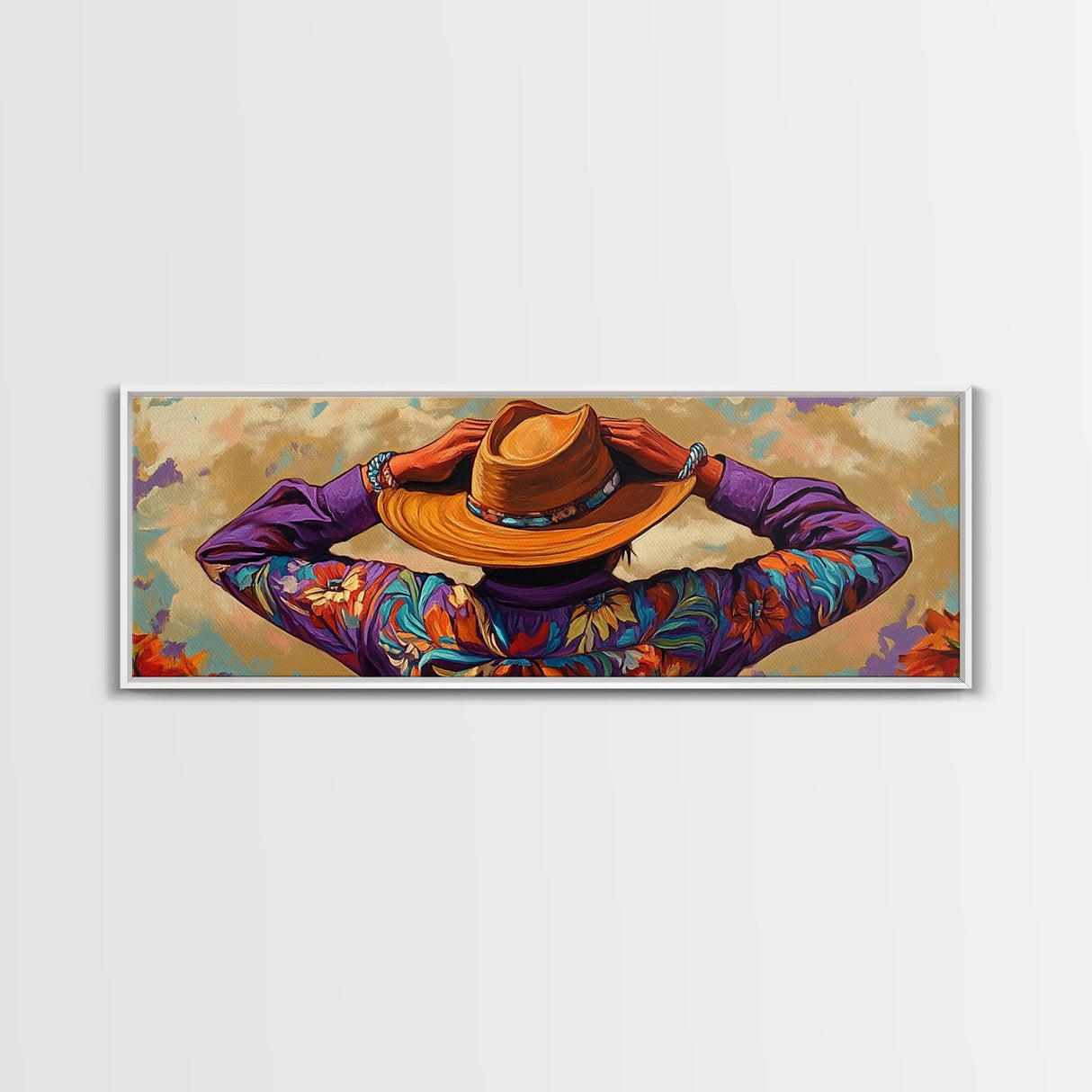 Southwestern Style, Cowboy Art, Desert Vibes, Sunset Palette, Framed Canvas Print, Rustic Western Wall Art, Office Decor, Colorful Home Accent