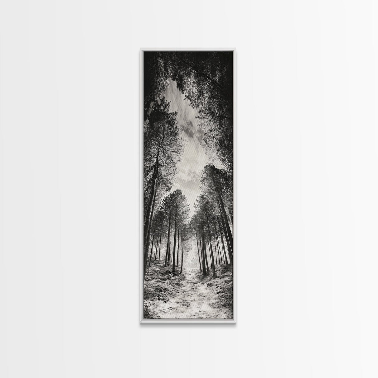 Pine Forest, Nature Path, Tree Canopy, Tranquil Woods, Canvas Print, Forest Wall Art, Minimalist Nature Decor, Meditation Room Artwork