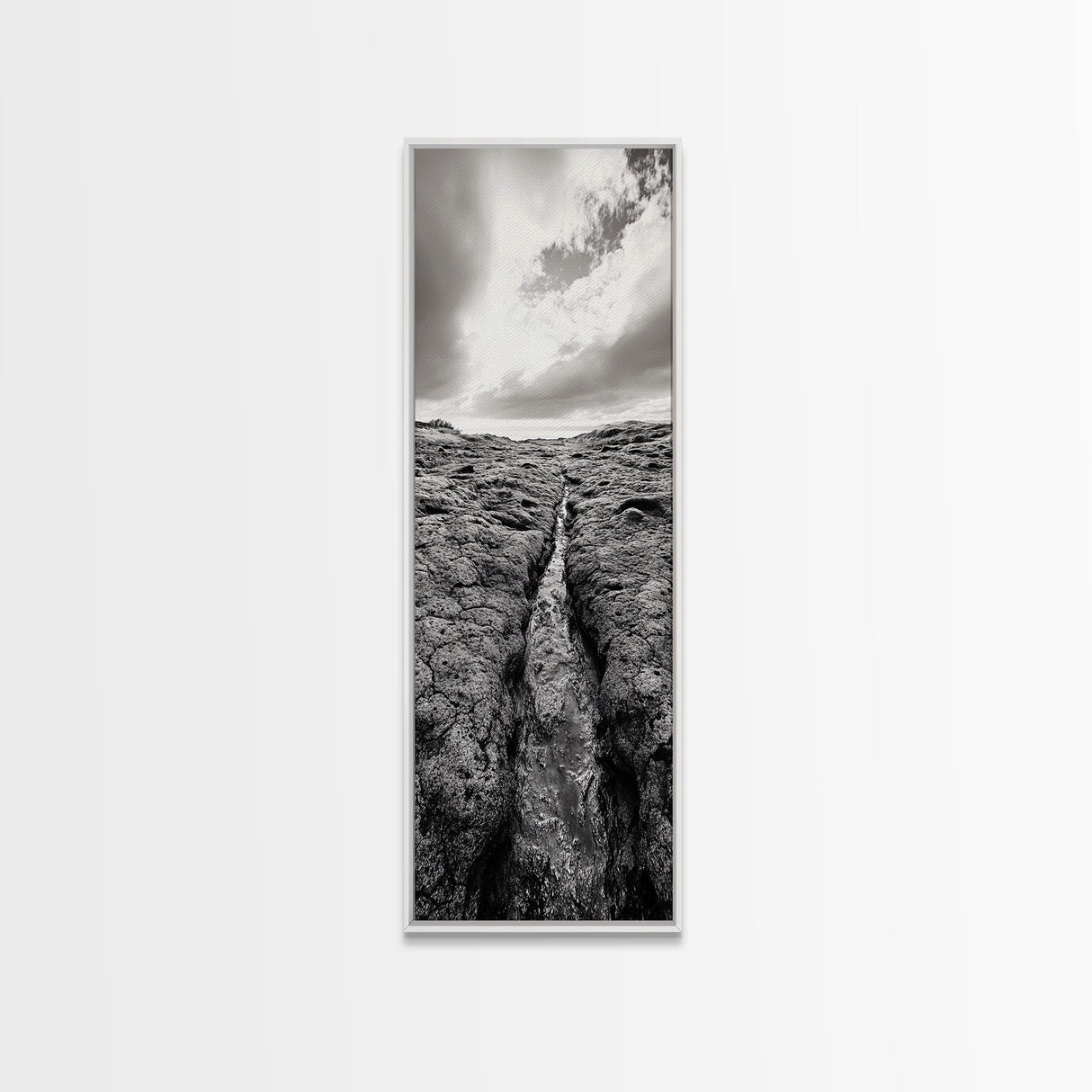 Lava Rock Path, Ocean Texture, Earth Flow, Framed Canvas Print, Coastal Bathroom Decor, Minimalist Natural Art, Moody Landscape Print