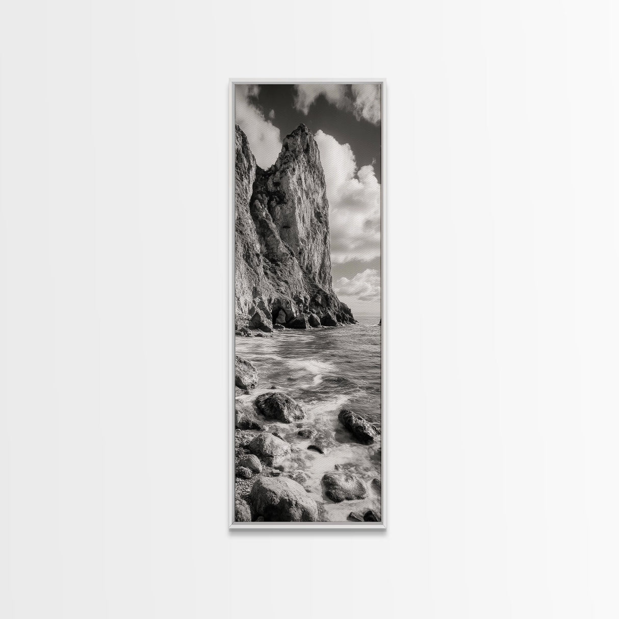 Coastal Cliffside, Seaside Rock Wall, Ocean Wilderness, Canvas Print, Rustic Beach House Art, Adventure Decor, Nature Photography