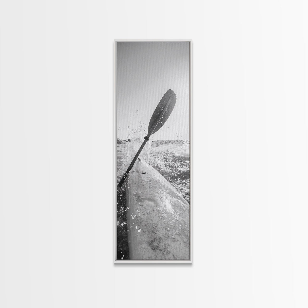 Kayak Adventure, Water Splash, Paddle Motion, Framed Canvas Print, Outdoor Man Cave Art, Action Wall Decor, Nautical Photography, Man Cave
