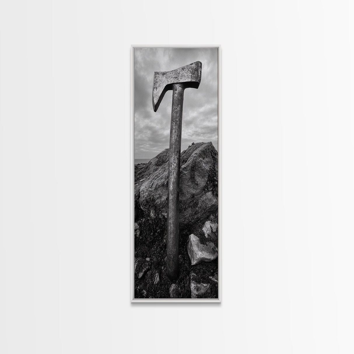 Rustic Axe Decor, Woodsy Cabin Vibes, Nature Photography, Masculine Art, Framed Canvas Print, Man Cave Decor, Garage Wall Art