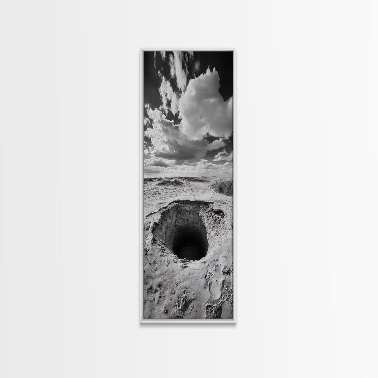 Desert Sinkhole Scene, Mysterious Landscape, Surreal Earth Art, Framed Canvas Print, Moody Bedroom Print, Office Wall Art, Cabin Wall Art