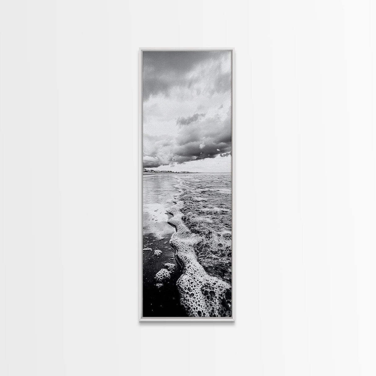 Stormy Waves, Sea Foam, Coastal Ocean, Canvas Print, Moody Seascape, Neutral Wall Art, Beach Bathroom or Entryway Home Decor