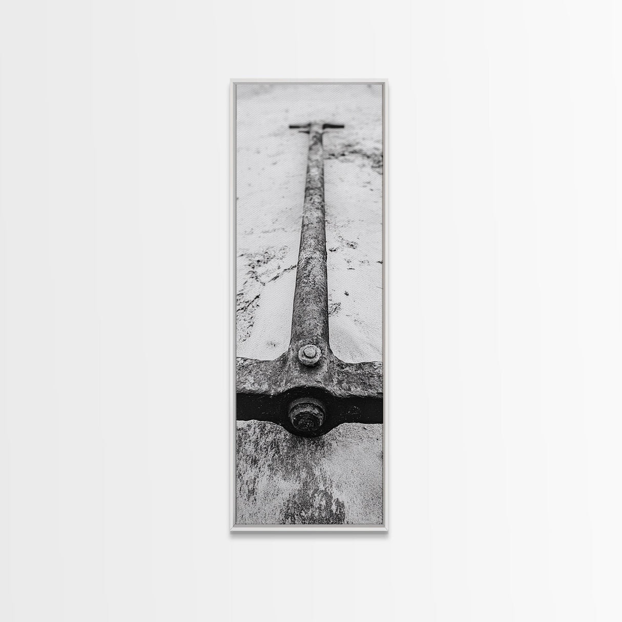 Rusted Anchor, Beach Texture, Metal Detail, Framed Canvas Print, Industrial Coastal Wall Art, Nautical Bathroom Print, Office Decor