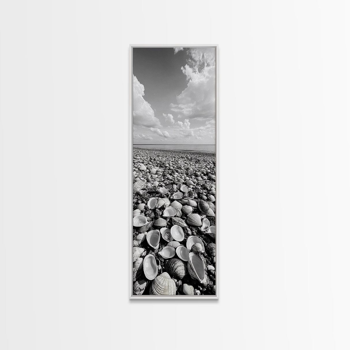 Shell Beach, Coastal Texture, Seashell Ground, Nature’s Bounty, Rustic Ocean Canvas Print, Neutral Kitchen Wall Art, Boho Coastal Style
