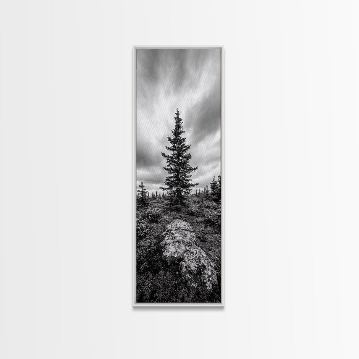 Lone Pine Tree, Forest Mood, Wilderness Art, Framed Canvas Print, Minimalist Wall Decor, Cabin Art, Neutral Fall Tones, Nature Lover Gift