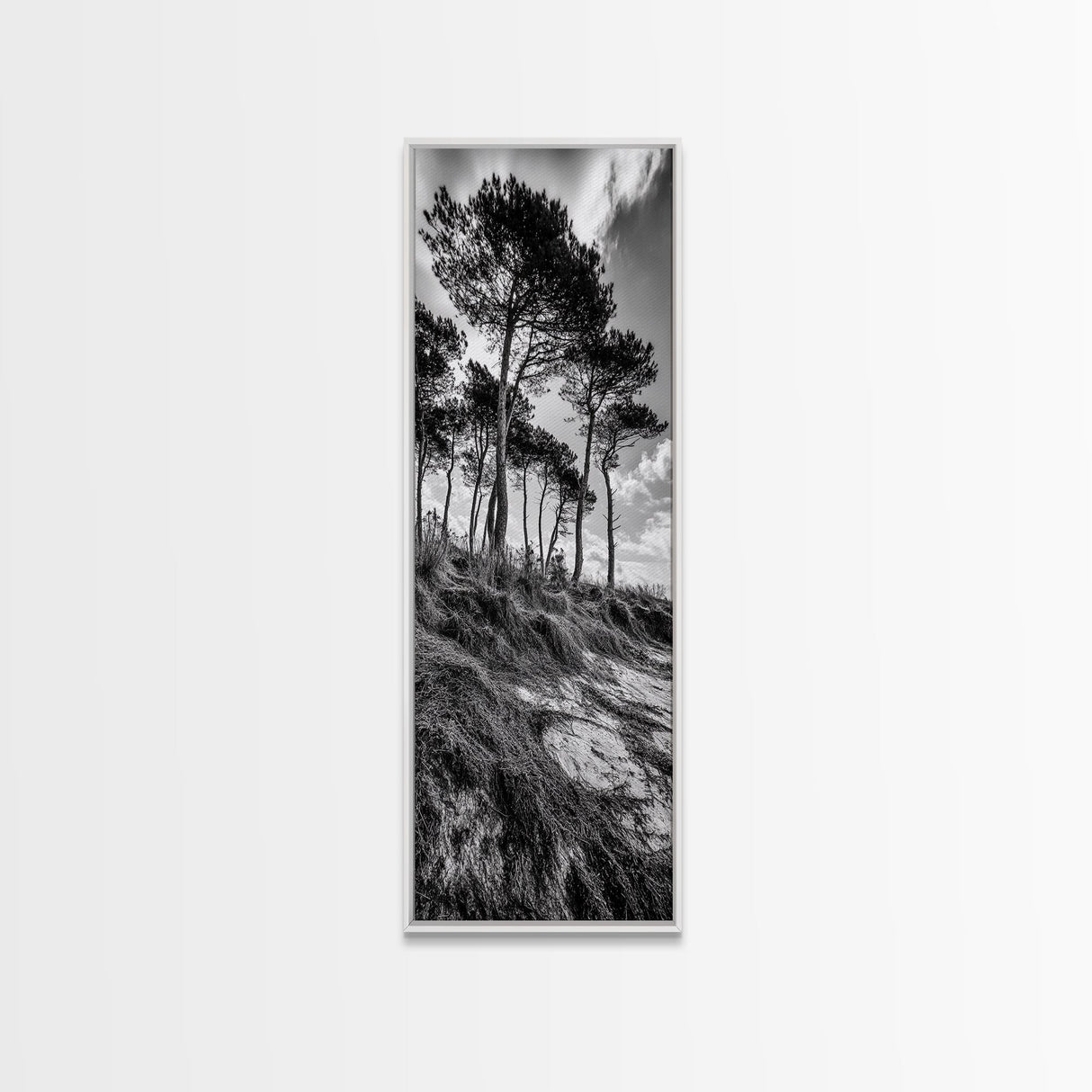 Windy Pines, Cliff Edge, Tree Silhouettes, Canvas Print, Moody Forest Photography, Rustic Cabin Wall Art, Autumn Living Room Decor