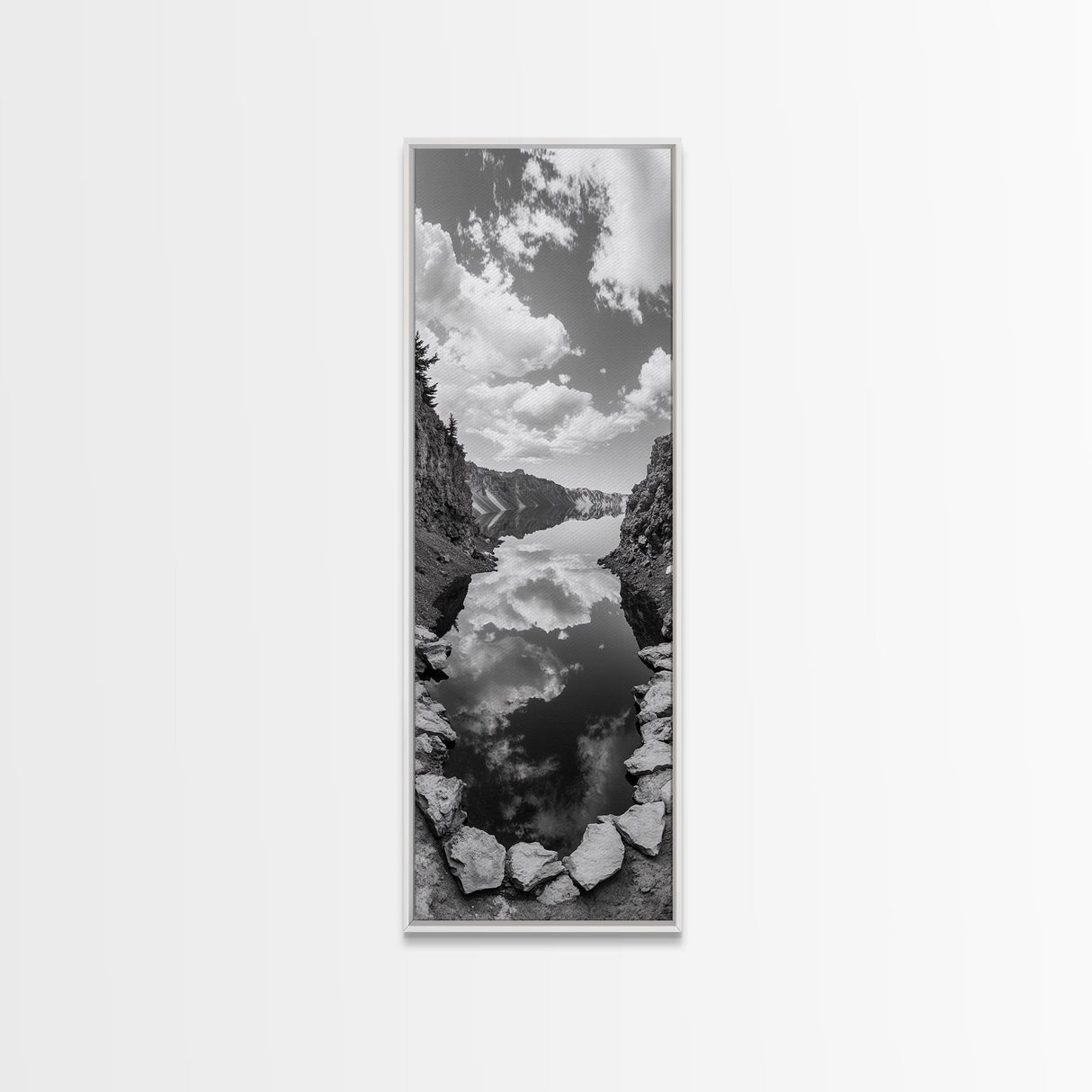 Lake Reflection, Mountain View, Cloud Mirror, Canvas Print, Peaceful Nature Scene, Bedroom Wall Art, Modern Rustic Landscape Decor