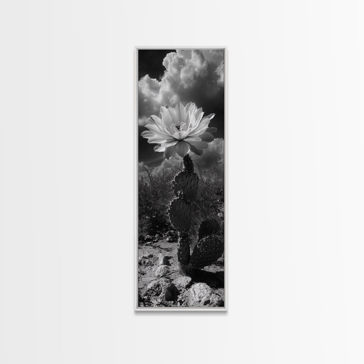 Desert Flower, Cactus Bloom, Southwest Charm, Bold Nature Art, Framed Canvas Print, Kitchen Wall Art, Boho Western Home Decor