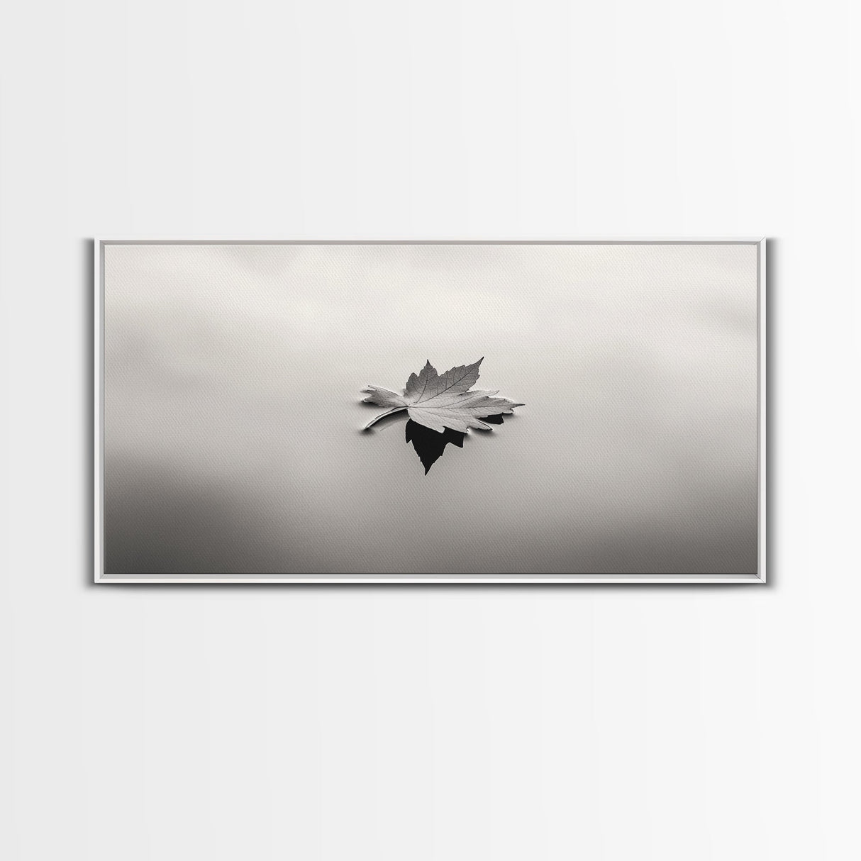 Autumn Leaf, Tranquil Water, Floating Serenity, Soft Tones Nature Art, Canvas Print, Fall Bedroom Wall Art, Minimalist Style