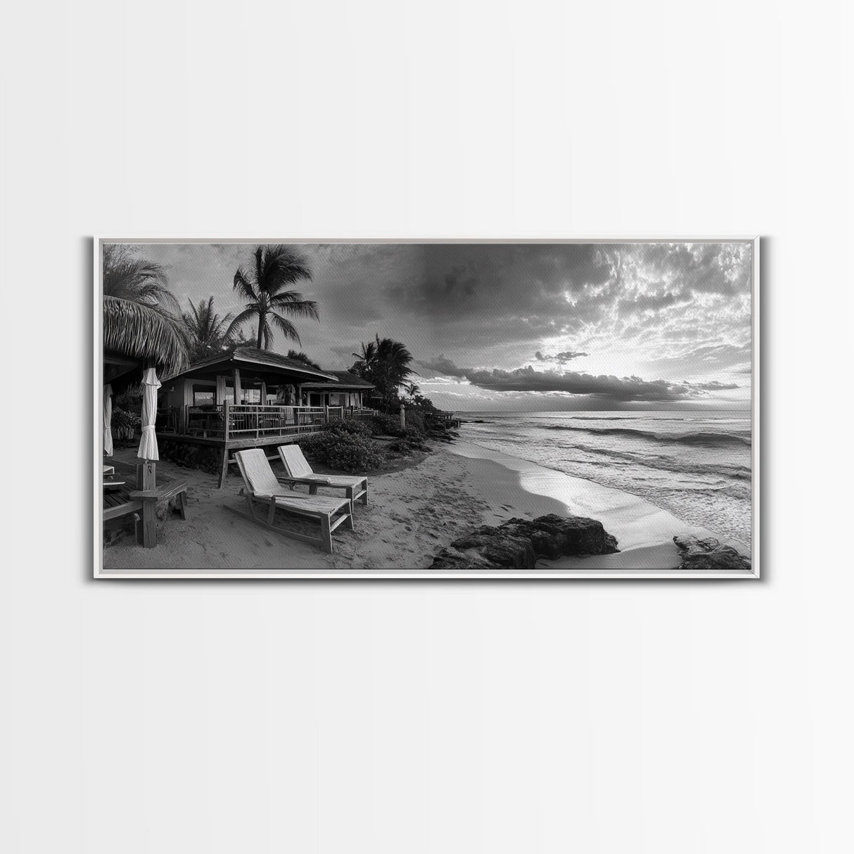 Tropical Beach Sunset, Coastal Retreat Art, Island Vibes, Ocean Paradise Canvas Print, Bedroom Wall Art, Boho Beach House Decor