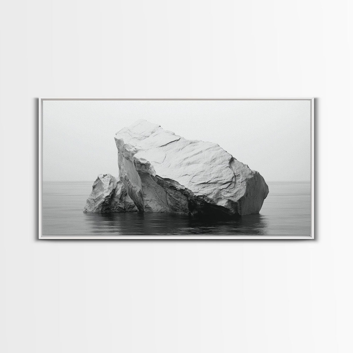 Iceberg Art, Arctic Calm, Winter Minimalism, Ocean Glacier Scene, Framed Canvas Print, Modern Wall Art, Minimalist Bedroom Decor