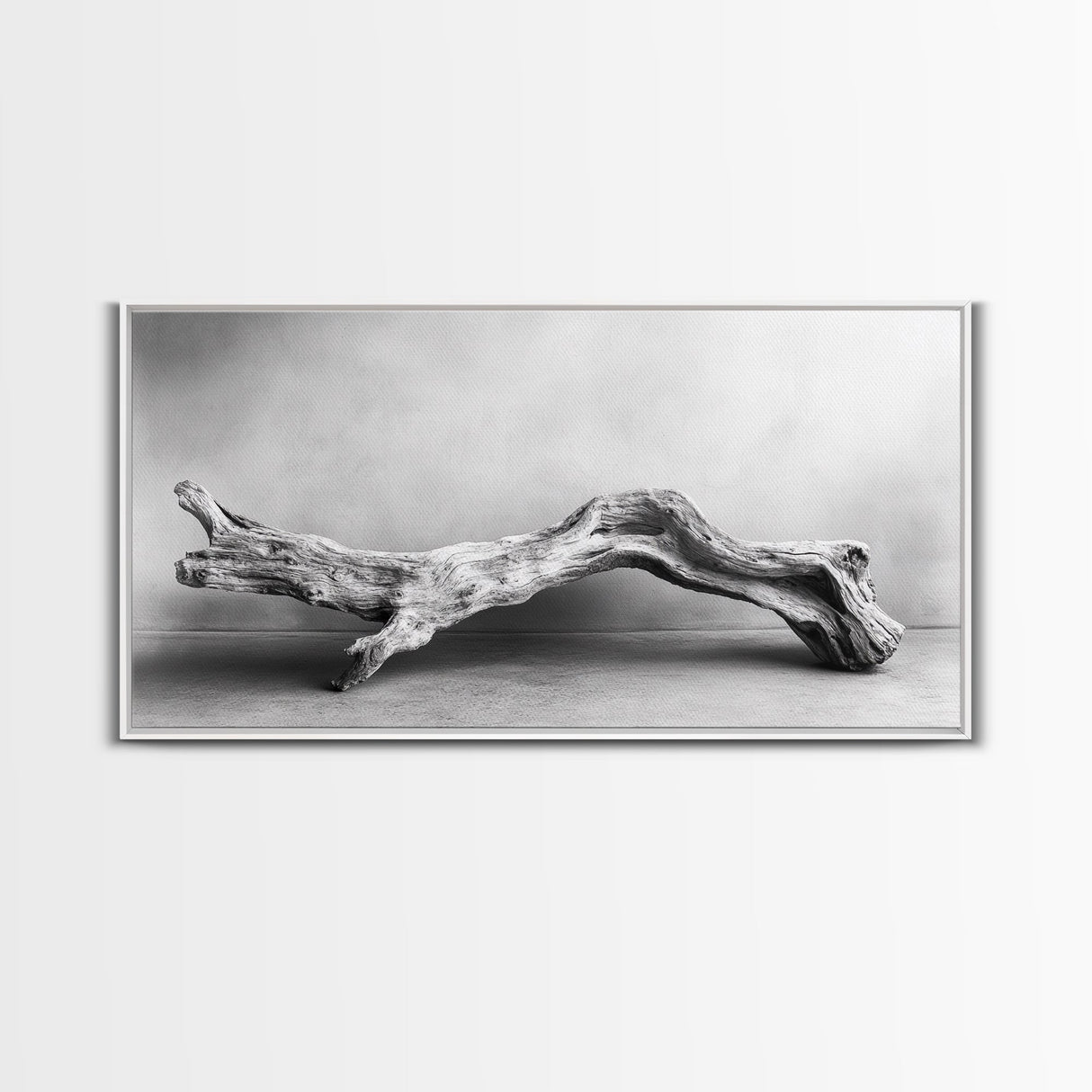 Driftwood Sculpture, Organic Modern Art, Natural Wood Texture, Neutral Decor, Framed Canvas Print, Bedroom or Living Room Wall Art