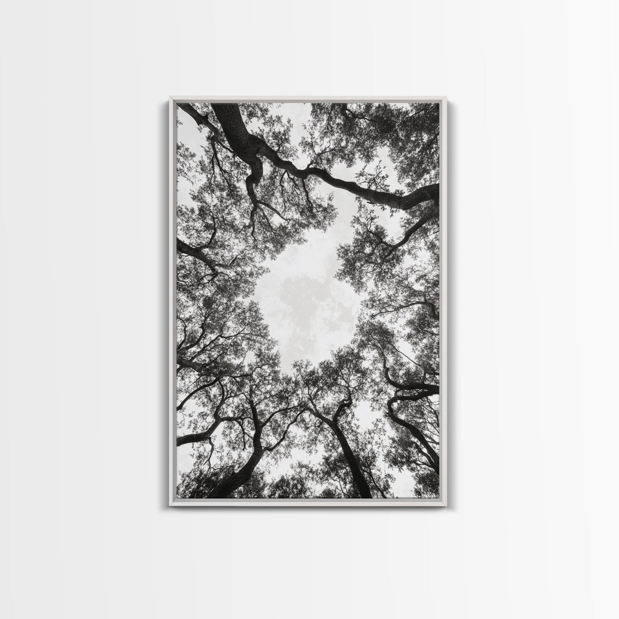 Forest Canopy View, Tree Tops Art, Nature Sky Print, Framed Canvas Print, Bedroom Wall Art, Minimalist Nature, Modern Rustic Decor