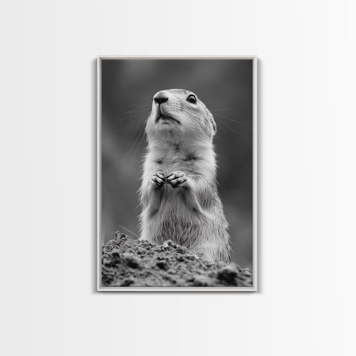 Prairie Dog, Wildlife Watch, Nature Moment, Framed Canvas Print, Whimsical Animal Wall Art, Nursery Decor, Cute Forest Creature