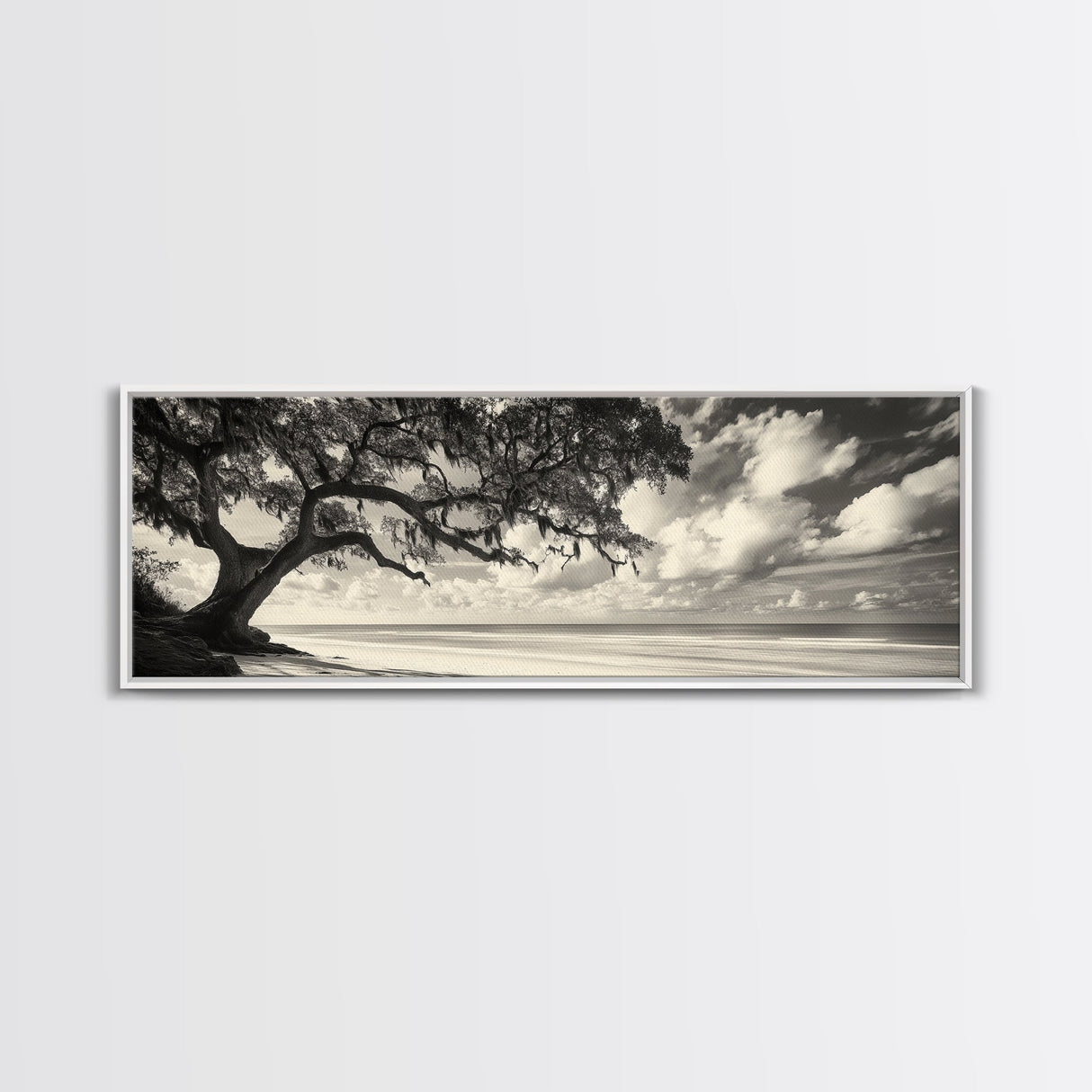Southern Oak, Coastal Tree, Beachfront Tranquility, Serene Landscape, Canvas Print, Neutral Living Room Art, Boho Nature Decor, Beach Wall Art
