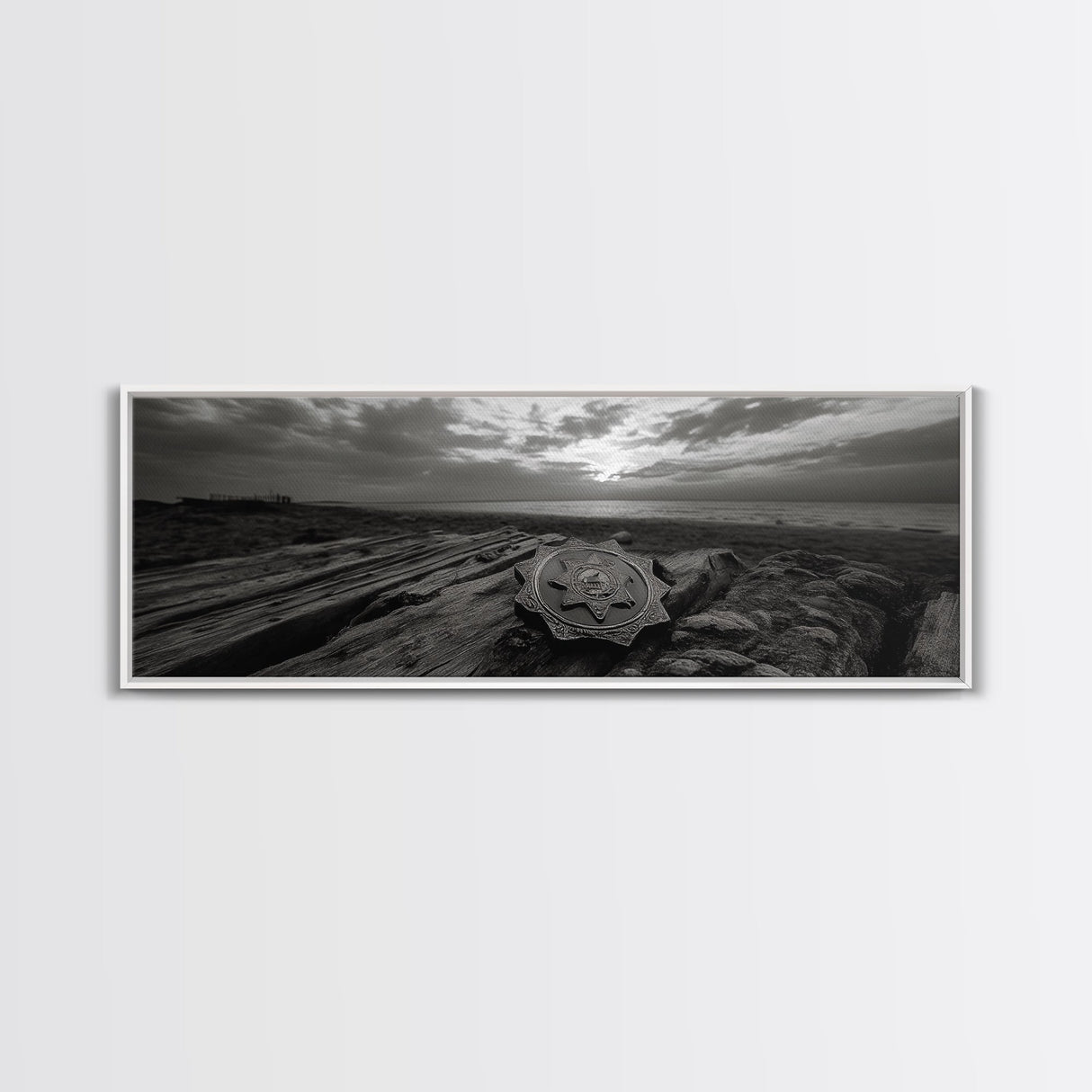 Lone Badge Sunset, Western Coastal Scene, Canvas Print, Rustic Wall Decor, Moody Landscape Art, Fall Living Room Wall Art