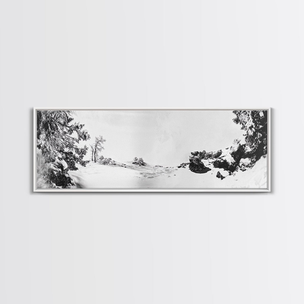 Snow Trees, Dreamy White, Winter Fantasy, Canvas Print, surreal landscape art, fantasy winter decor, magical room aesthetic, Christmas wall art