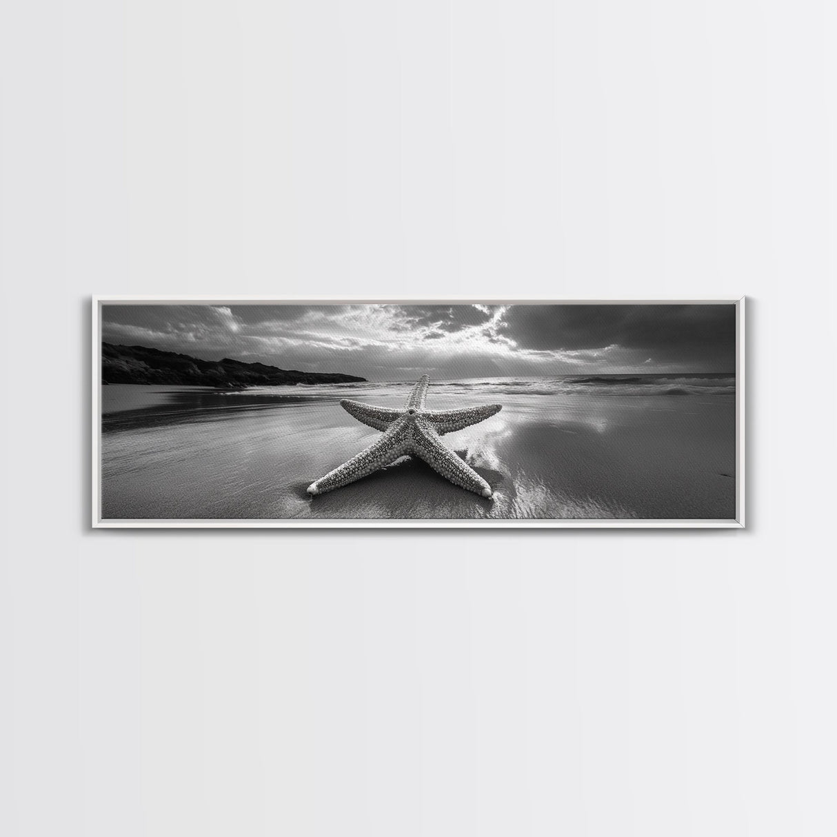 Starfish Beach, Moody Ocean, Calm Sunset, Canvas Print, coastal home decor, bathroom beach art, ocean lover gift, marine wall decor