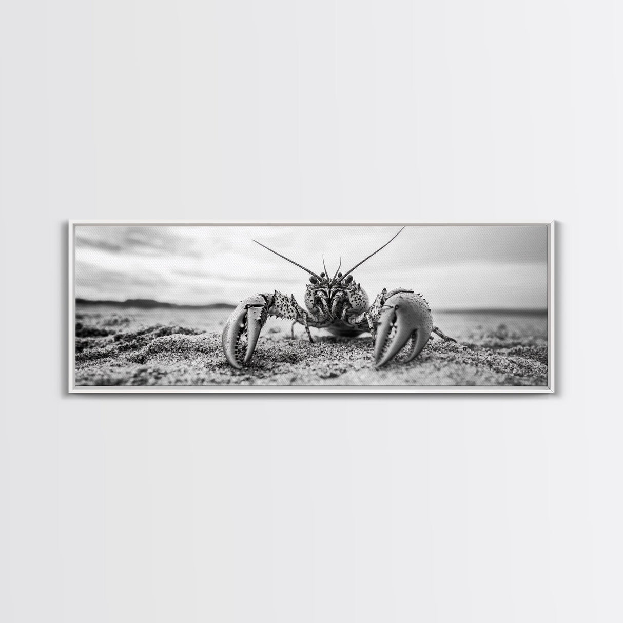 Lobster Closeup, Coastal Wildlife, Sandy Beach, Canvas Print, Bold Marine Life Art, Bathroom Wall Decor, Nautical Themed Accent