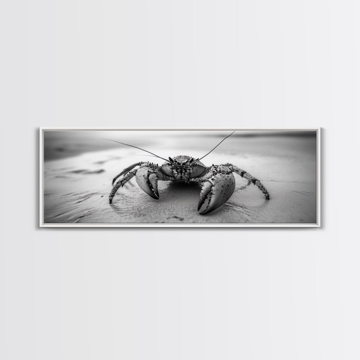 Crab Walk, Seaside Creature, Sandy Shore, Canvas Print, Coastal Nature Photography, Kids Room Ocean Decor, Minimalist Beach Art