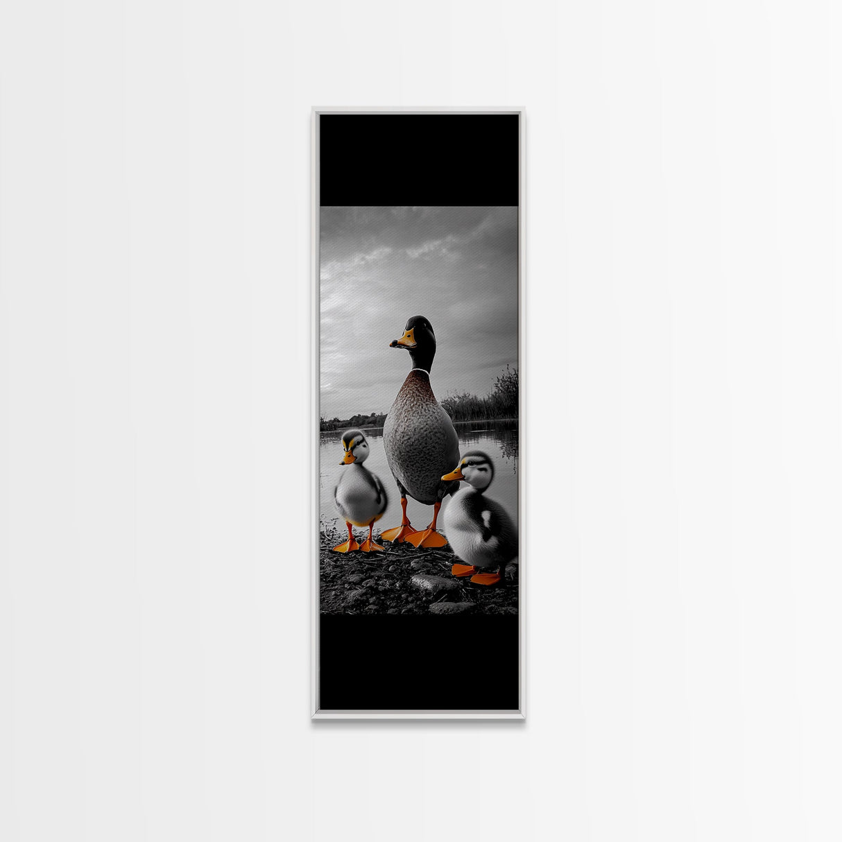 Duck Family, Lake Wildlife, Whimsical Birds, Baby Ducks, Canvas Print, Farmhouse Wall Art, Nursery Animal Decor, Playroom Country Vibes