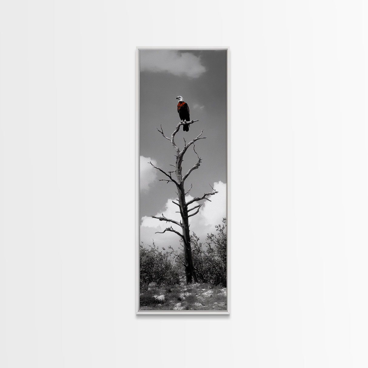 Lone Eagle, Tree Perch, Wild Raptor, Fierce Freedom, Canvas Print, Rustic Wildlife Wall Art, Cabin Lodge Decor, Dramatic Nature Scene