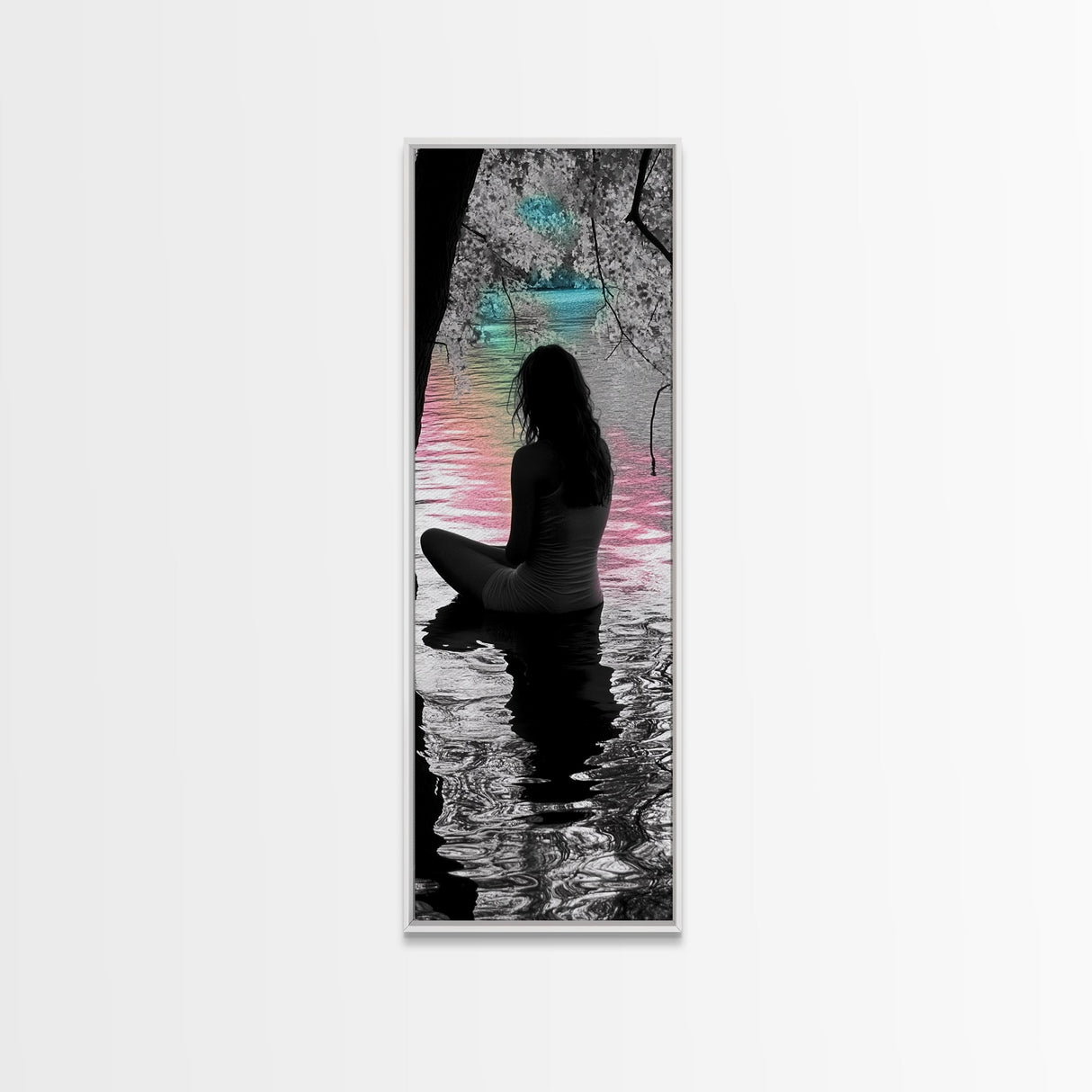Dreamy Lake View, Solitude Moment, Color Splash Art, Framed Canvas Print, Moody Wall Art, Bedroom Decor, Surreal Photography, Meditation Vibe