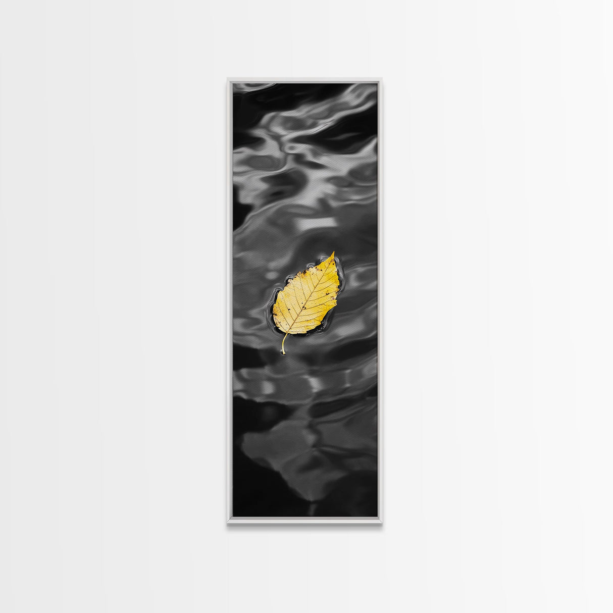 Yellow Leaf, Floating Leaf, Autumn Water Art, Nature Minimalism, Canvas Print, Zen Decor, Bathroom Wall Art, Fall Inspired Artwork