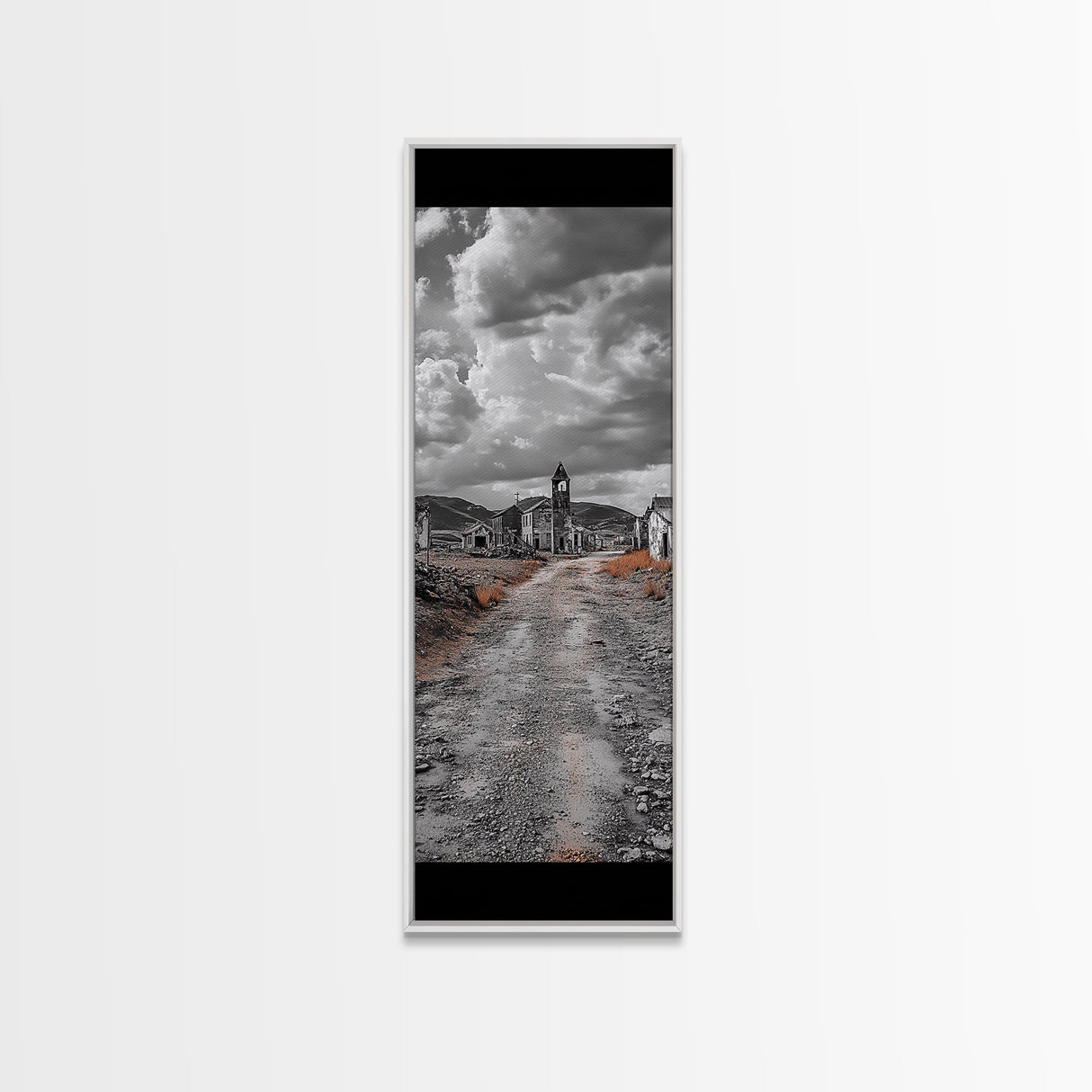 Abandoned Town, Haunted Path, Deserted Village, Ghost Ruins, Framed Canvas Print, Dark Wall Art, Rustic Halloween Decor, Moody Photography