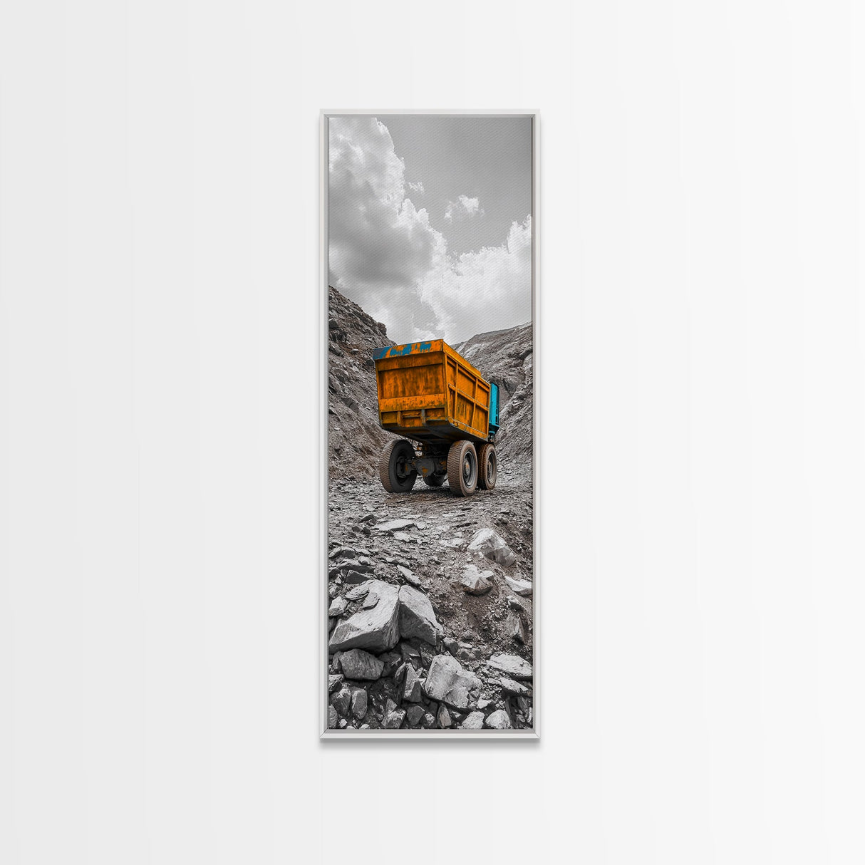 Mining Truck, Industrial Power, Bold Machinery, Construction Scene, Canvas Print, garage wall art, boys room decor, grunge wall art