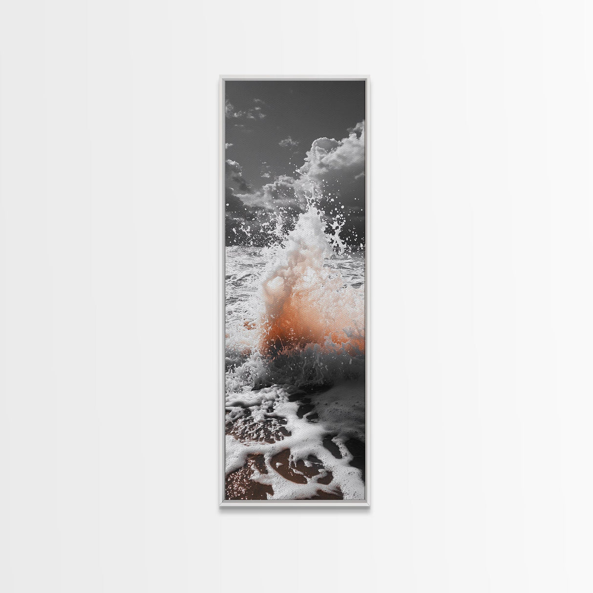 Splash Art, Sea Foam, Sunset Water, Ocean Spray, Canvas Print, Bathroom Wall Art, Beach Aesthetic, Abstract Coastal Photography
