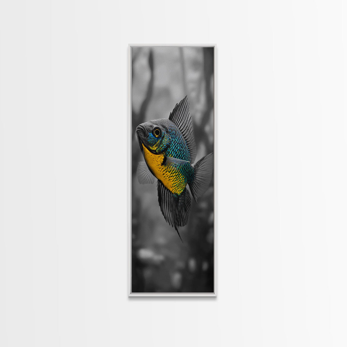 Bluegill Fish, Underwater Life, Bold Colors, Freshwater Beauty, Framed Canvas Print, Nature Art, Bathroom Wall Art, Aquatic Decor