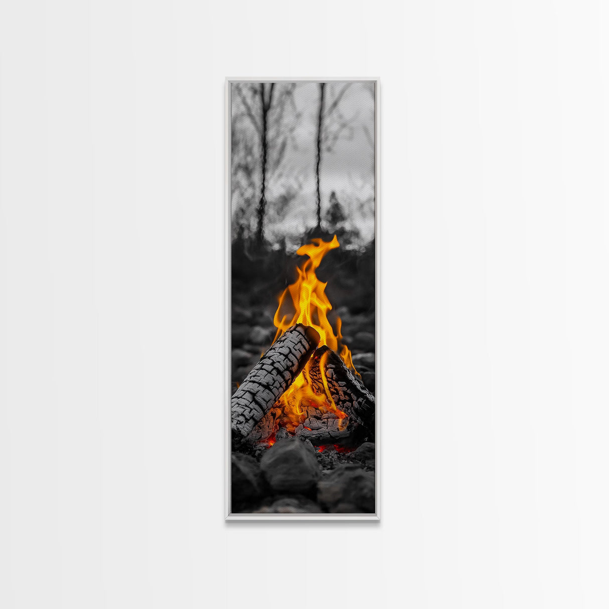 Ember Glow, Campfire Evening, Rustic Firelight, Canvas Print, Autumn Wall Art, Nature Photography, Minimalist Adventure Decor