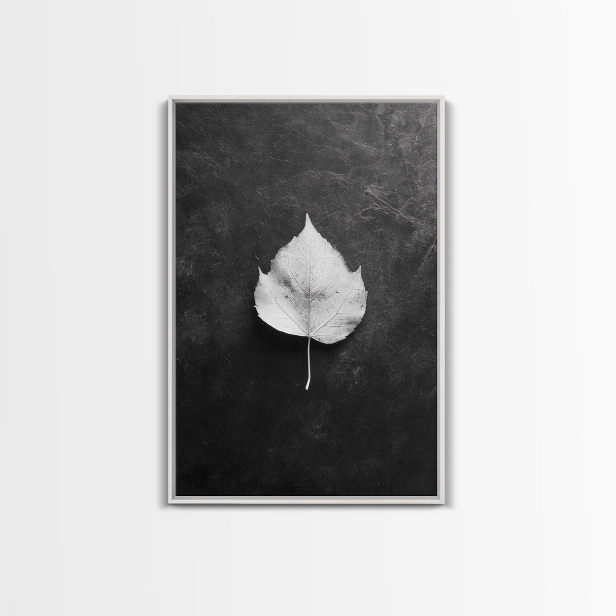 Monochrome Leaf, Nature Minimal, Still Life, Moody Art, Framed Canvas Print, Fall Wall Art, Kitchen Decor, Neutral Modern Aesthetic