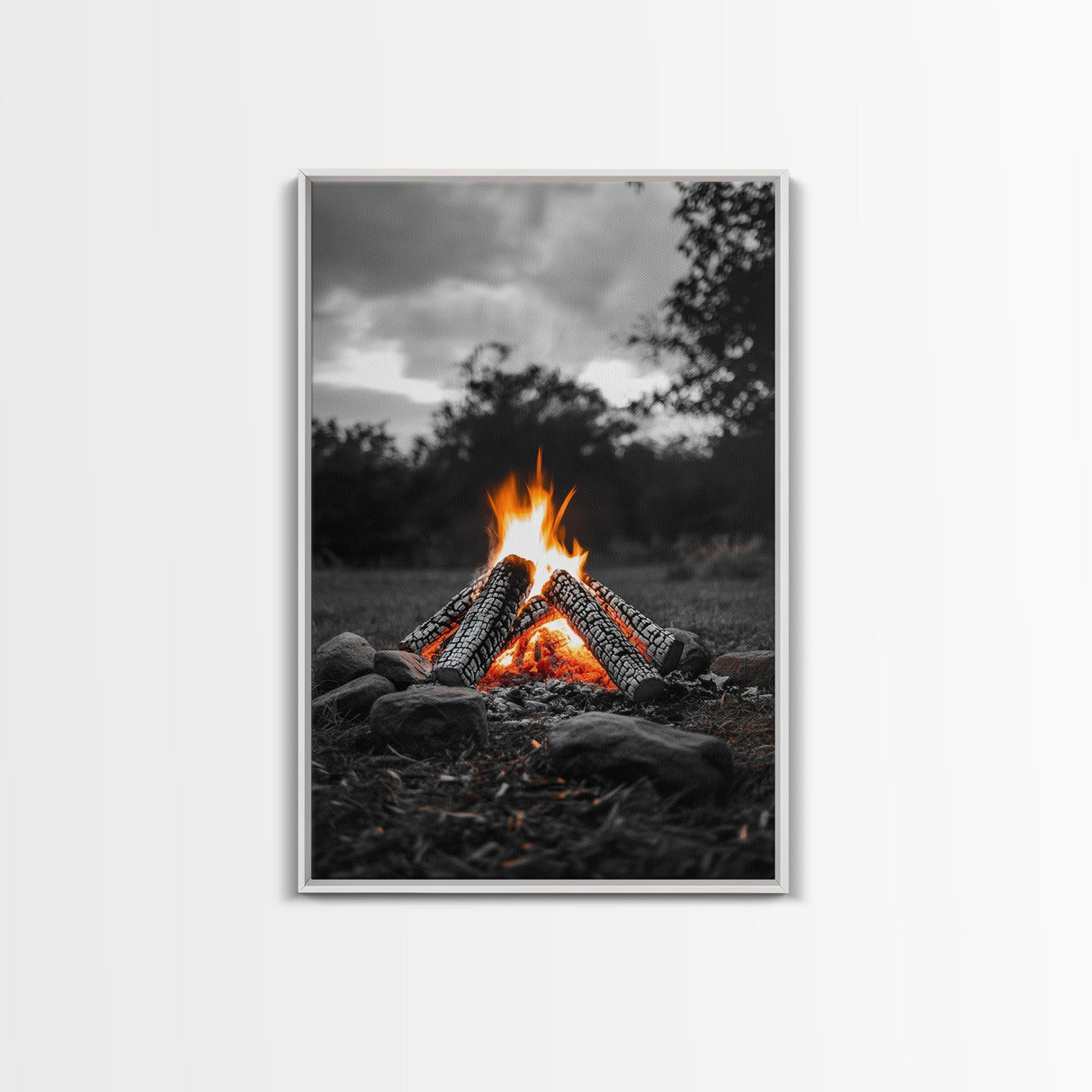 Firewood Blaze, Autumn Campfire, Outdoor Canvas Print, Cozy Cabin Wall Art, Rustic Nature Decor, Adventure Wall Accent