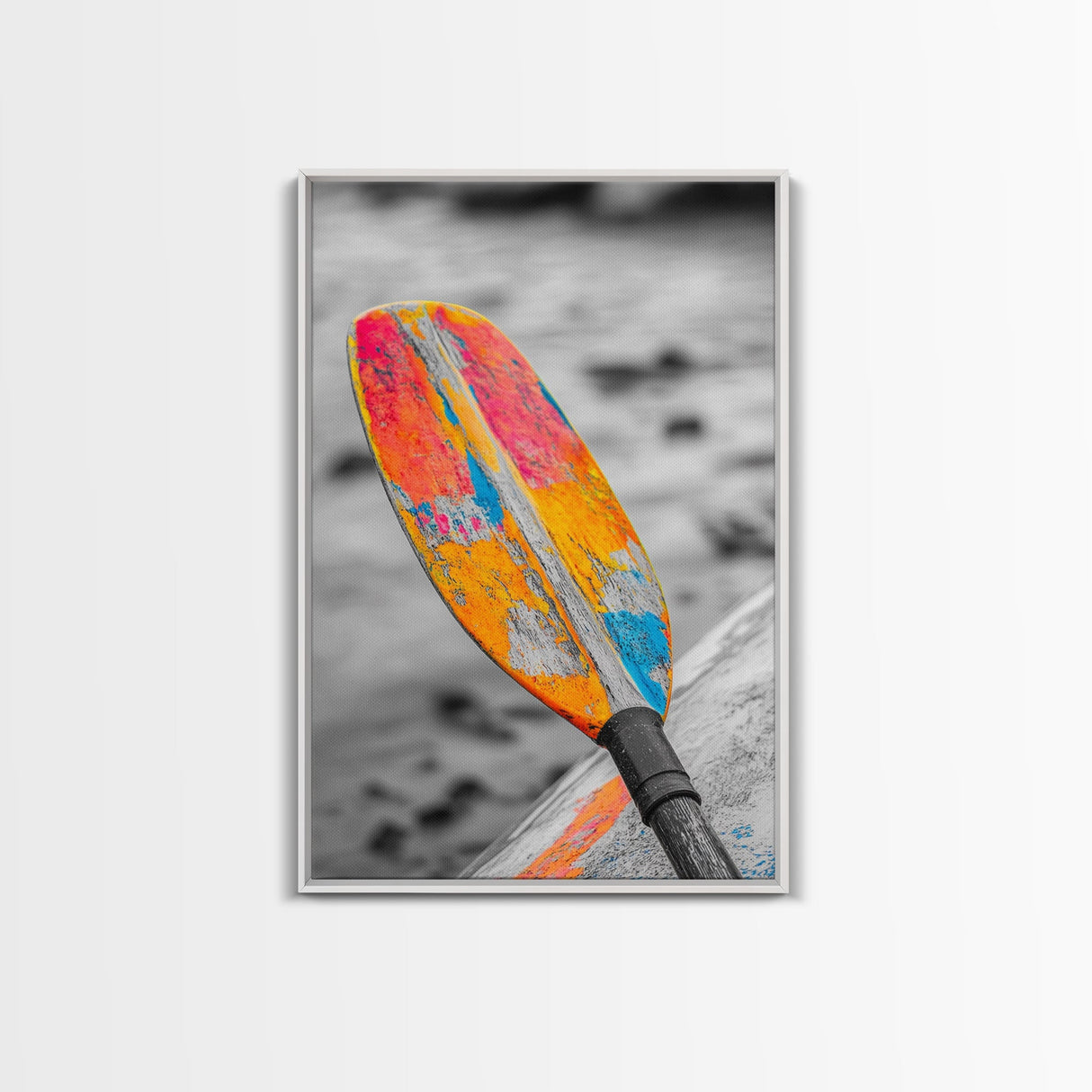 Colorful Oar Paddle, Beach House Decor, Boho Kayak Wall Art, Canvas Print, Vibrant Coastal Photography, Nautical Bathroom Art