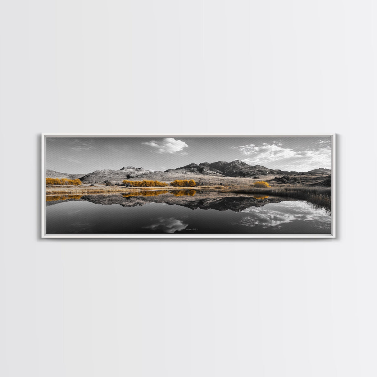 Yellow Trees, Mirror Lake, Majestic Mountains, Canvas Print, Fall Wall Art, Nature Photography, Peaceful Landscape Decor