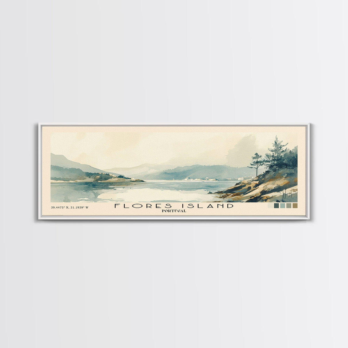Flores Island, Portugal Watercolor Beach Print, Vacation Gift, Portugal Wall Art, Framed Canvas Print, Framed Beach Painting
