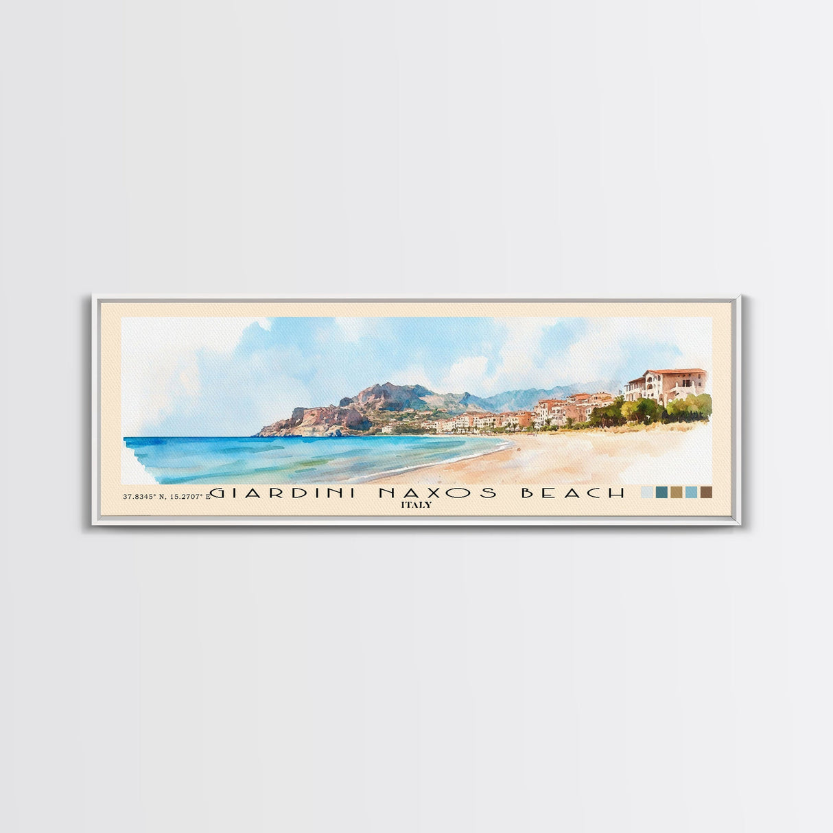 Giardini naxos beach, Italy Watercolor Beach Print, Vacation Gift, Italy Wall Art, Beach Painting, Beach Decor, Beach Painting