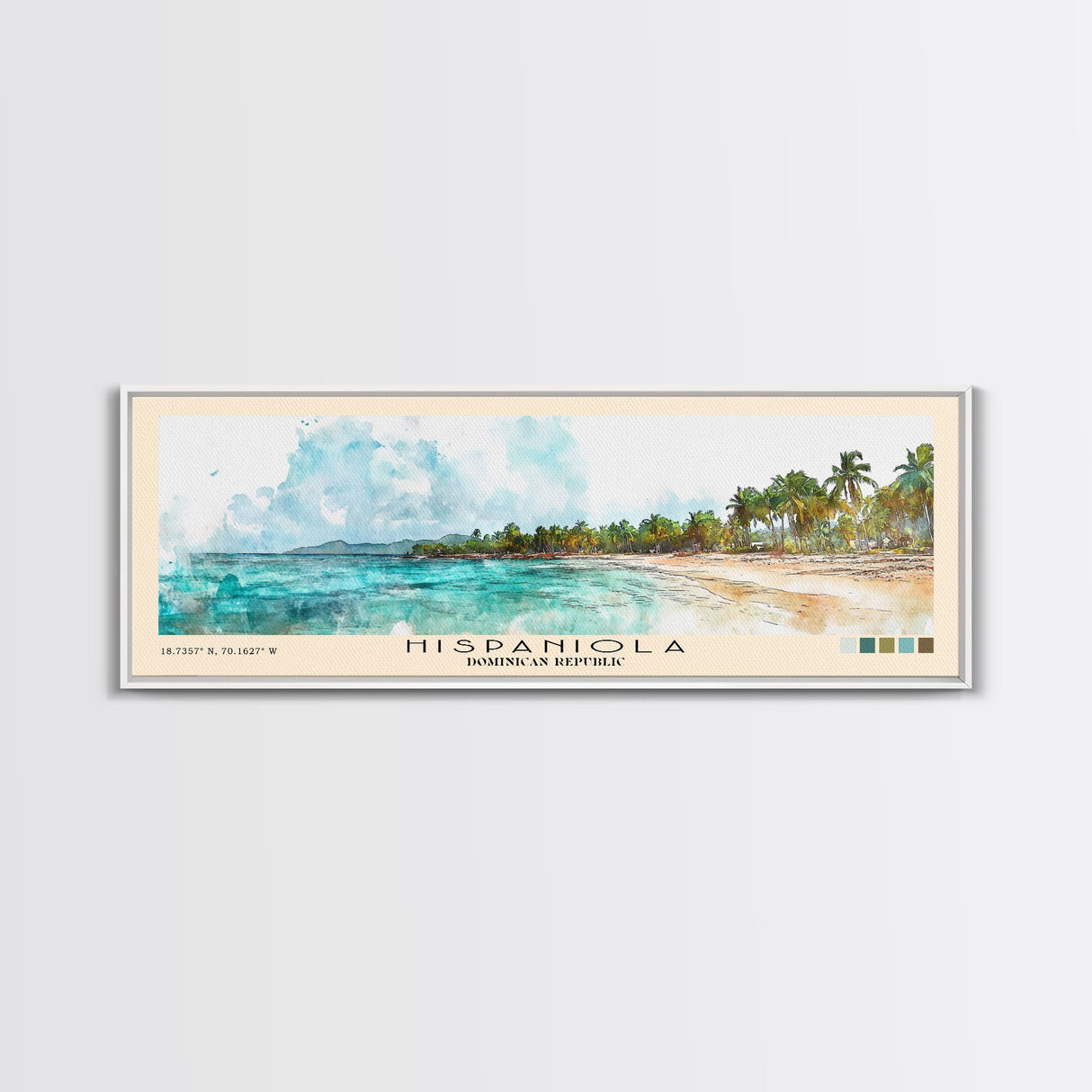 Hispaniola, Dominican Republic Watercolor Beach Print, Vacation Gift, Dominican Republic Wall Art, Beach Painting, Beach Decor, Beach Painting