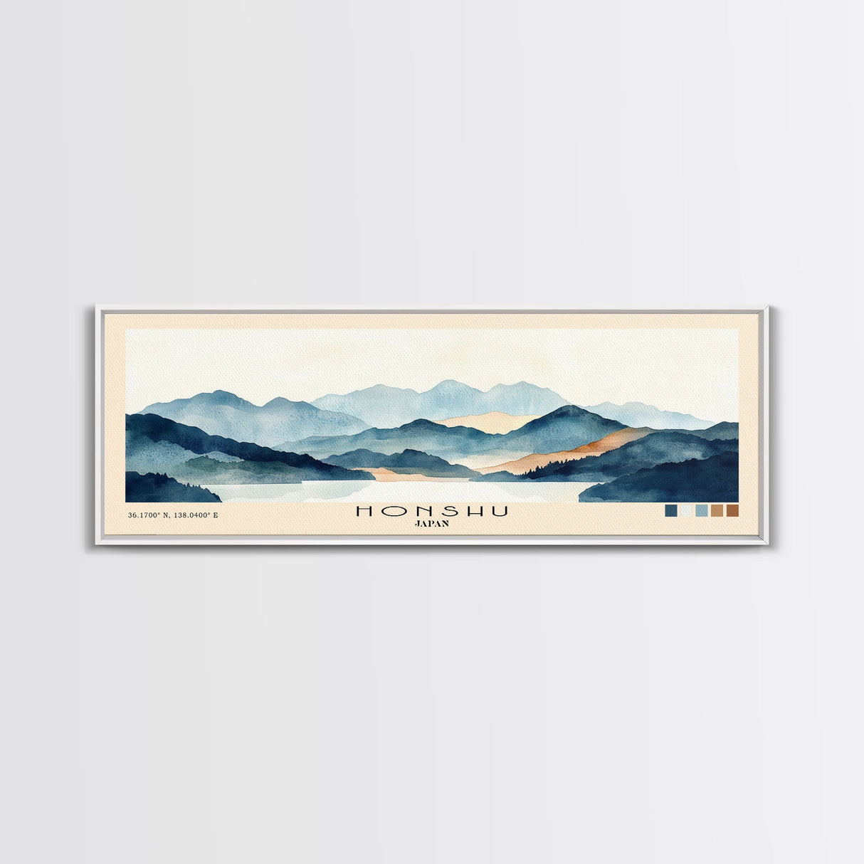 Honshu, Japan Watercolor Print, Vacation Gift, Japan Wall Art, Beach Painting, Beach Decor, Large Wall Art, Wood Frame Art