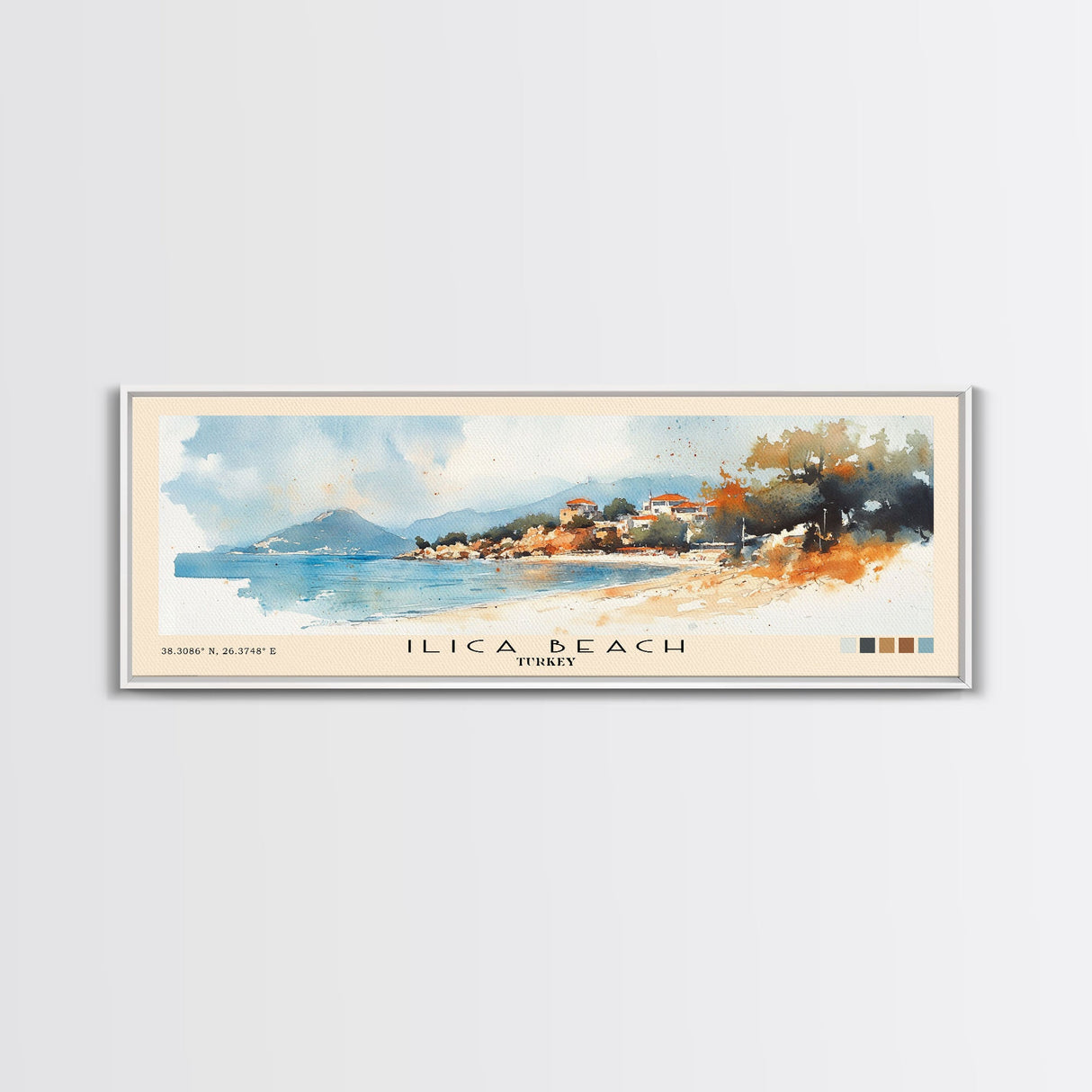 Ilıca Beach, Turkey Watercolor Beach Print, Vacation Gift, Turkey Wall Art, Beach Painting, Beach Decor, Beach Painting