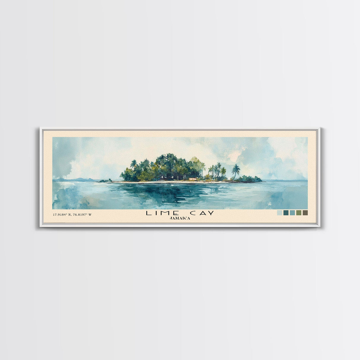 Lime Cay, Jamaica Watercolor Print, Vacation Gift, Jamaica Wall Art, Beach Painting, Beach Decor, Large Wall Art, Wood Frame Art