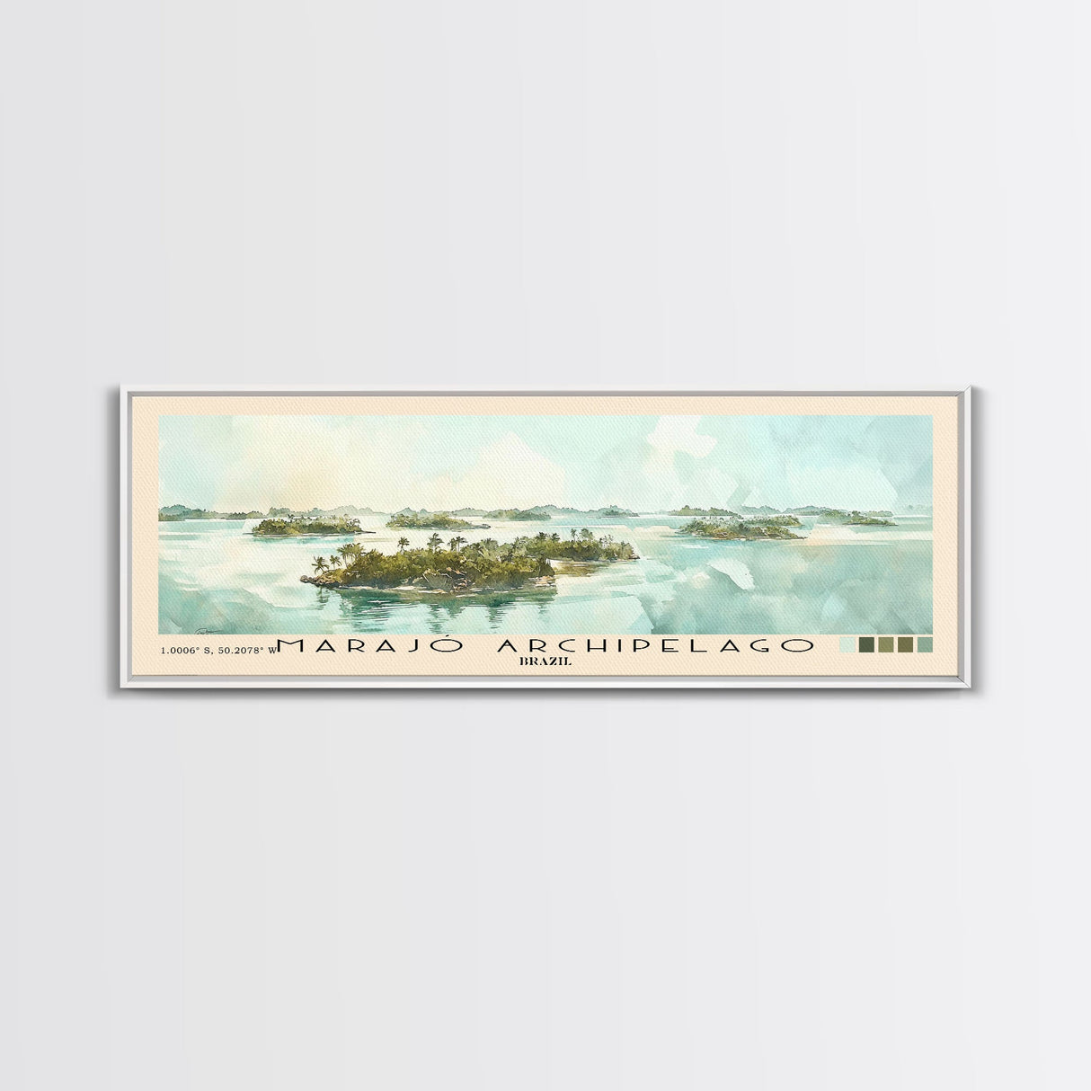 Marajó Archipelago, Brazil Watercolor Print, Vacation Gift, Brazil Wall Art, Beach Painting, Beach Decor, Large Wall Art, Wood Frame Art