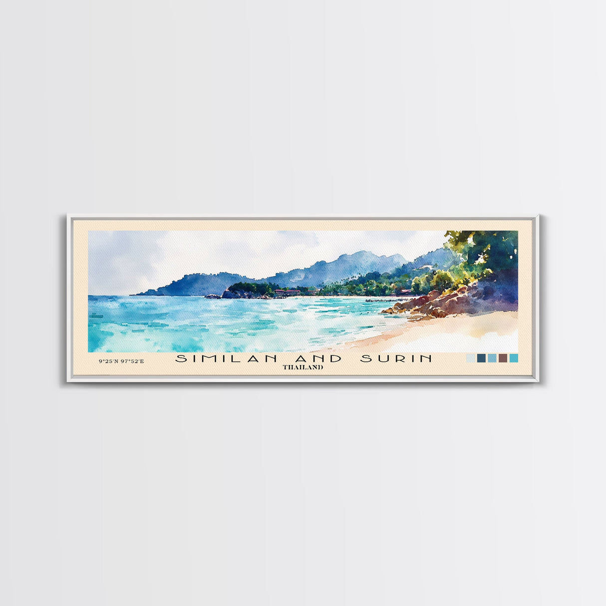 Similan and Surin, Thailand Watercolor Beach Print, Vacation Gift, Thailand Wall Art, Beach Painting, Beach Decor, Beach Painting